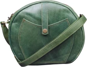 Madosh, Round Genuine Leather Crossbody Bag Girls Side Sling Cross-Over Handbag