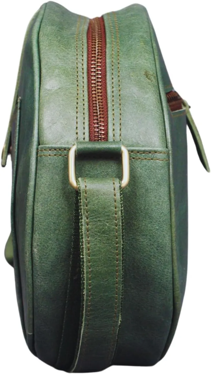 Madosh, Round Genuine Leather Crossbody Bag Girls Side Sling Cross-Over Handbag