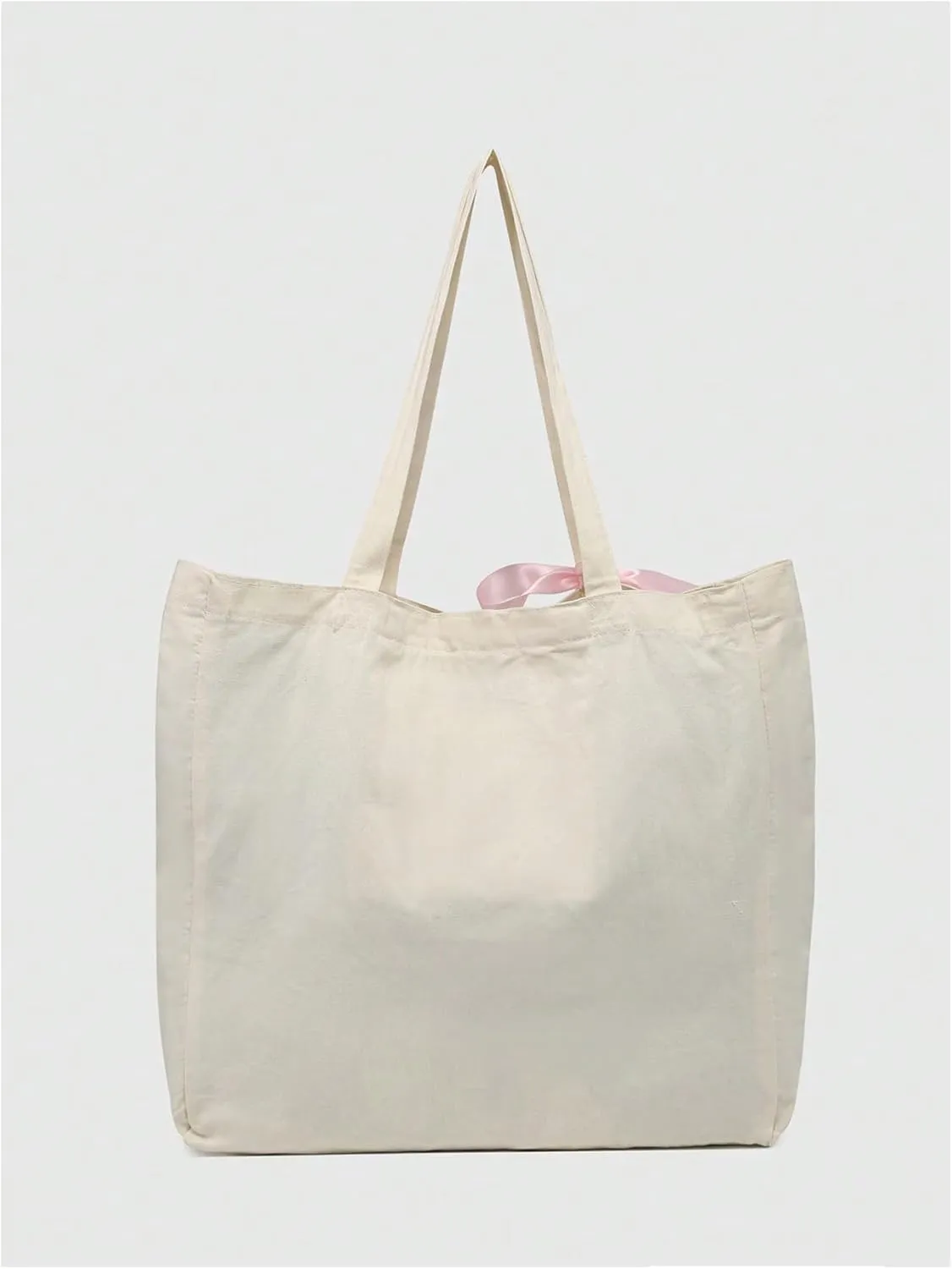 MakeMeChic Women's Letter Embroidery Bow Knot Double Strap Foldable Large Tote Bags