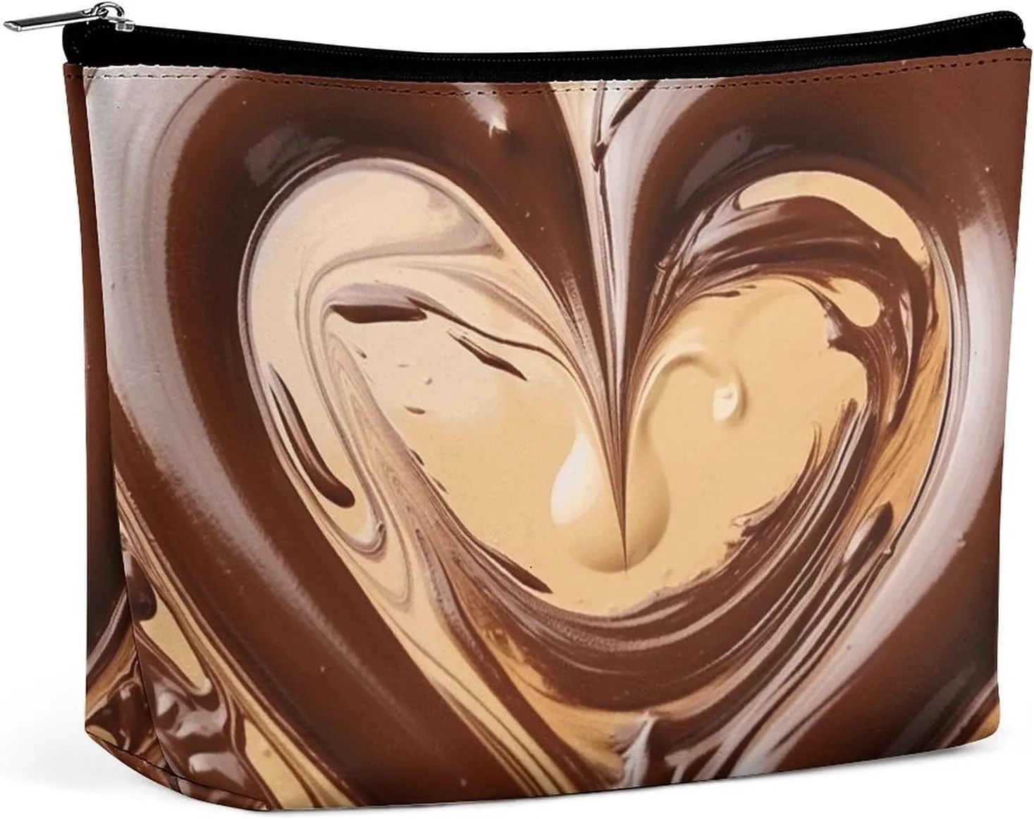 Makeup Bag Large Capacity Travel Makeup Bag PU Leather Cosmetic Bag for Women Melting Heart Pictures Toiletry Bag Portable Zipper Makeup Organizer