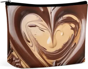 Makeup Bag Large Capacity Travel Makeup Bag PU Leather Cosmetic Bag for Women Melting Heart Pictures Toiletry Bag Portable Zipper Makeup Organizer