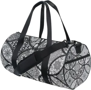 Mandala Vintage Islamic, Arabic, Indian, Ottoman Floral Motifs Portable Gym Bag, Travel Bag, Luggage bag, Sports Bag, Toiletry Bag with Handles, Detachable Shoulder Strap 17.6 x 9 x 9 inch