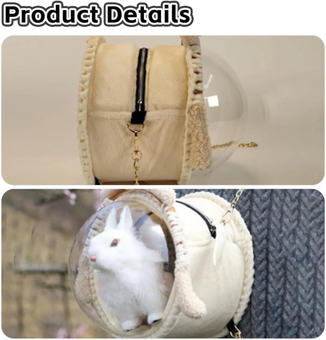 MANON ROSA Bird Carrier Backpack – Breathable Travel Bag with Clear Dome, Cute Cozy and Lightweight for Small Parrots Parakeet Lovebirds Budgie Cockatiel Sugar Gliders Hamsters Rabbits (Bear,Large)