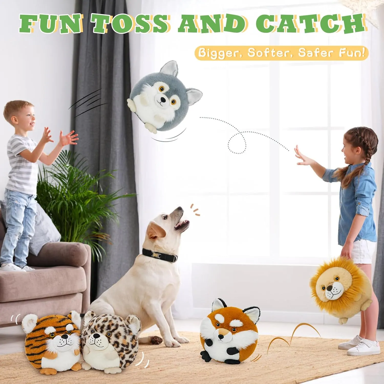 MaoGoLan Bulk Stuffed Animals 11'' Safari Nursery Throw Pillow Soft Cushion, Cute Stuffed Lion Wolf Fox Plush Toys for Kids Toddlers Christmas Easter Valentine's Day Birthday Gift