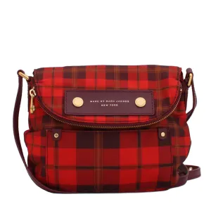 Marc by Marc Jacobs Preppy Nylon Aimee Plaid Natasha Mini Crossbody Bag- Corvette Red Multi