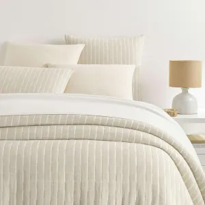Marino Matelasse Coverlet, King, Natural/Ivory Stripe Pattern