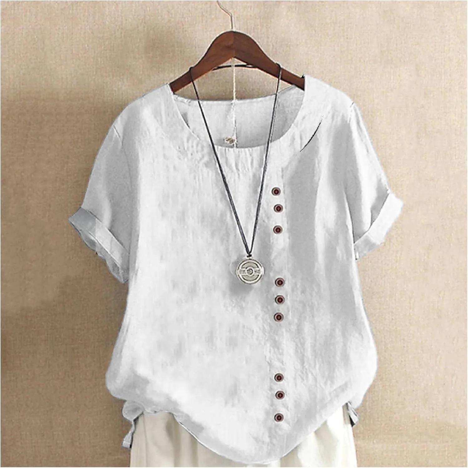 MARSVOVO Casual Short Sleeve T Shirt for Women Crewneck Oversized Tops Lightweight Soft