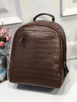 matt dark brown 100% leather genuine daily Global delivery belly men blue Practical design water dyeing red bag skin crocodile backpack real size crocodile big