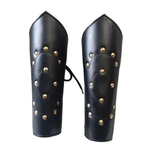 medieval leather arm bracers Large size black arm bracers Medieval leather wrist cuffs Renaissance fair arm guards Leather armor bracers