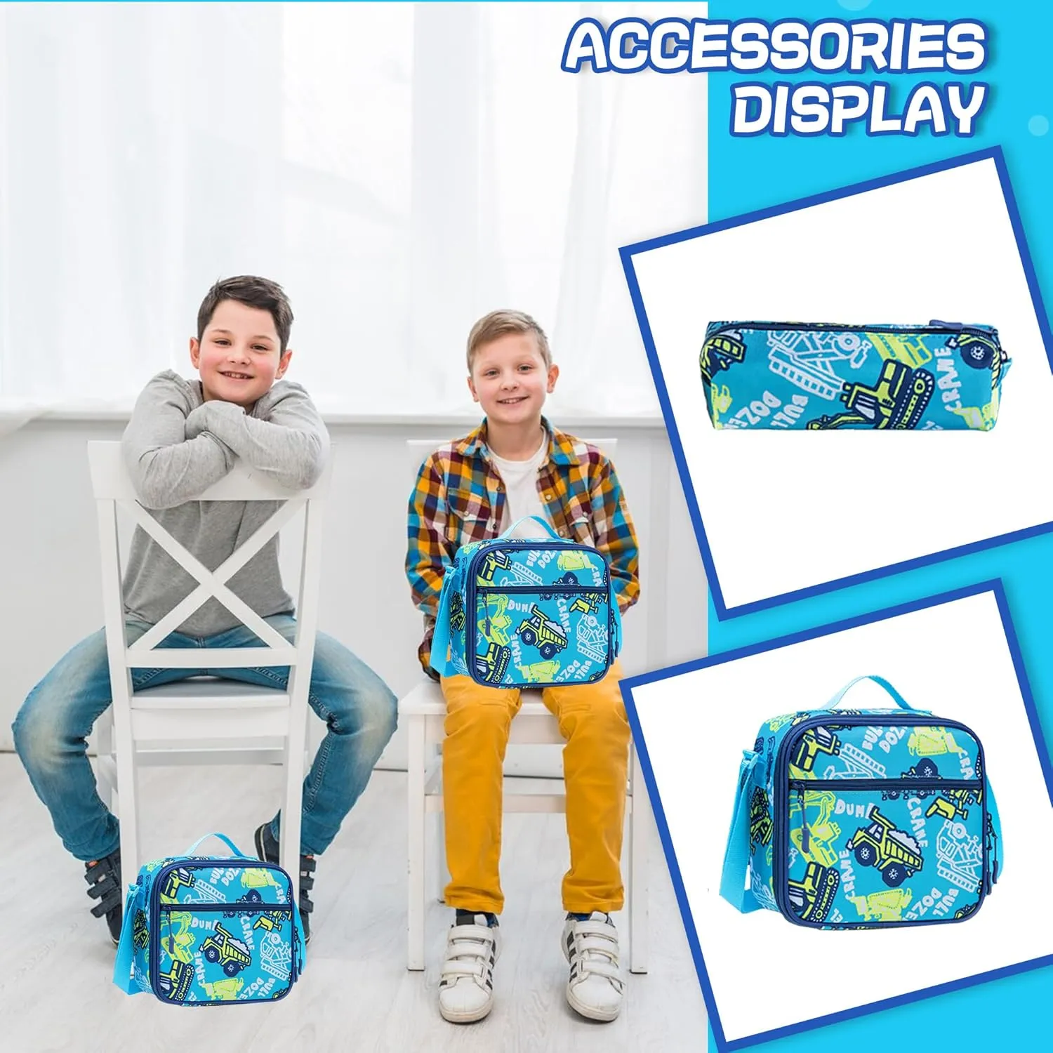 Meetbelify Rolling Backpack for Boys 3 in 1 18inch Backpack with Wheels Kids Suitcase for Boys Travel Luggage with Lunch Box Pencil Case for Elementary Students Back to School Supplies