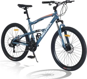 MEGHNA Mountain Bike 26 Inch Bike Full Suspension Aluminium Frame Dual Disc Brake Student Bicycle 21 Speed MTB for Teen Women Men