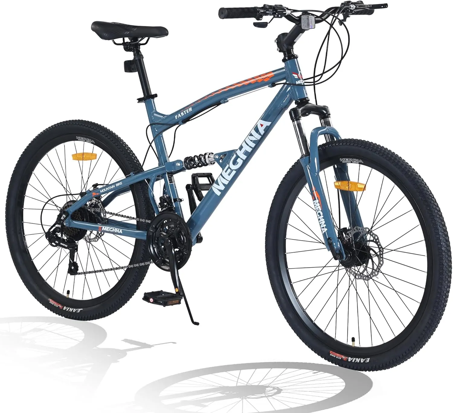 MEGHNA Mountain Bike 26 Inch Bike Full Suspension Aluminium Frame Dual Disc Brake Student Bicycle 21 Speed MTB for Teen Women Men