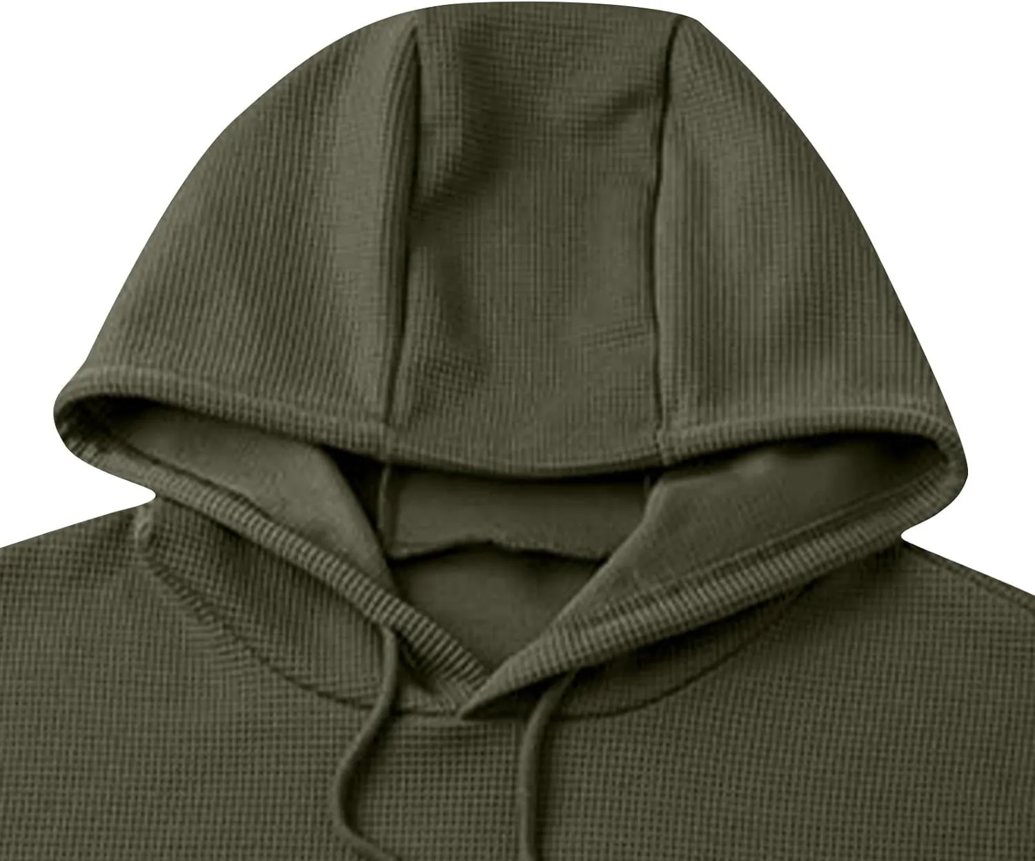 Men Hoodies Waffle Knit Solid Color Fashion Sweatshirts Long Sleeve Comfy Lightweight Hooded Sweatshirt