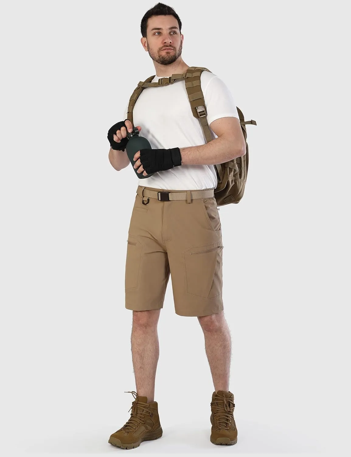 Mens Cargo Hiking Shorts Water Resistant Quick Dry Lightweight Breathable Tactical Shorts with Nylon Belt