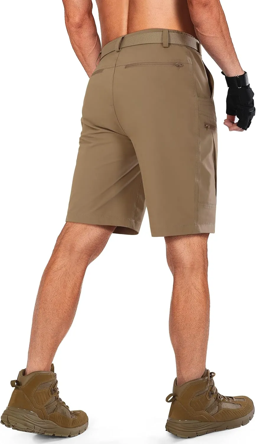 Mens Cargo Hiking Shorts Water Resistant Quick Dry Lightweight Breathable Tactical Shorts with Nylon Belt