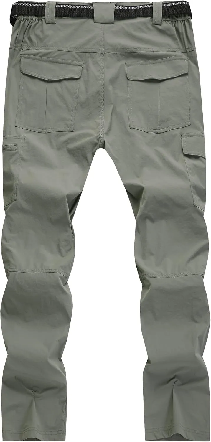 Men's Cargo Work Hiking Pants Lightweight Water Resistant Quick Dry Fishing Travel Camping Outdoor Breathable Multi Pockets