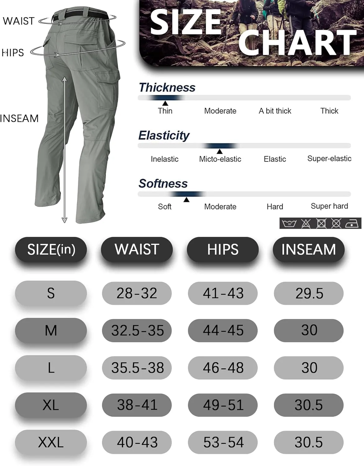 Men's Cargo Work Hiking Pants Lightweight Water Resistant Quick Dry Fishing Travel Camping Outdoor Breathable Multi Pockets