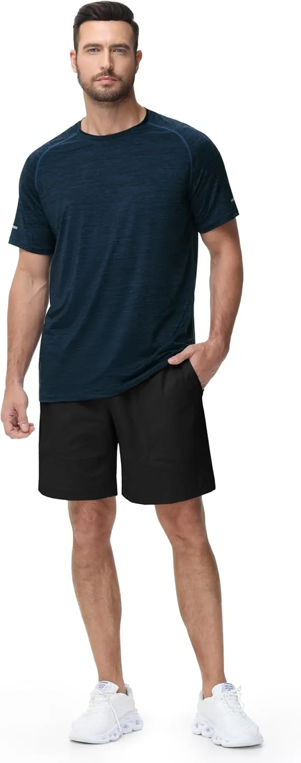 Men's Cooling Ice Silk Running Shirts Quick Dry Short Sleeve Athletic Gym T-Shirts UPF 50  Outdoor Workout Tshirts