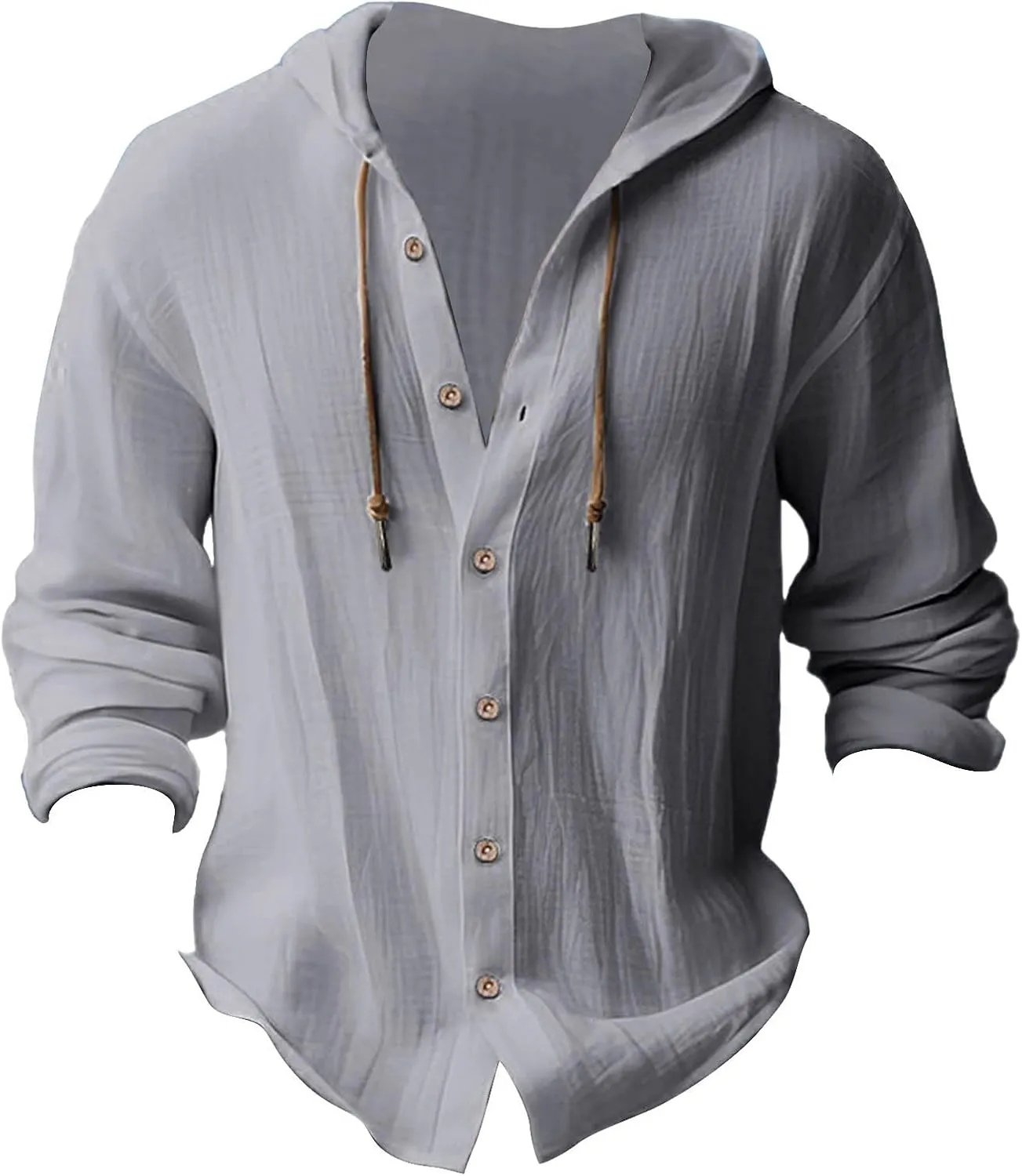 Men's Cotton Linen Casual Stylish Button Shirt Long Sleeved Solid Color Cotton Linen Shirt Men's Long Sleeve Shirts
