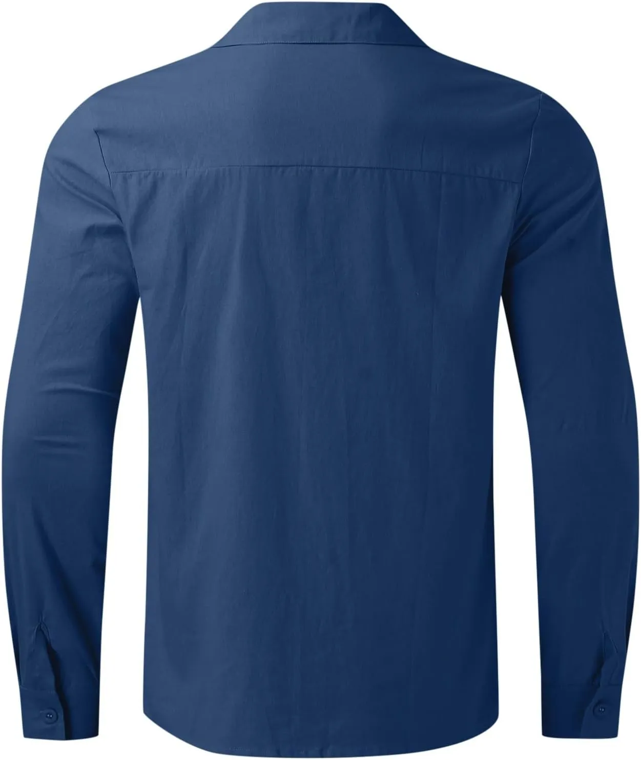 Mens Cotton Linen Shirts Long Sleeve Casual Shirt Summer Buttons Down Solid Plain Roll Up Sleeve Summer Beach