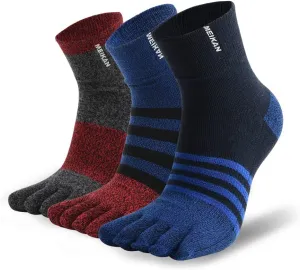 Men's Cotton Toe Socks Five Finger Socks Compression Crew No Show Athletic Socks for Running 4 Pairs(Size 7-11)