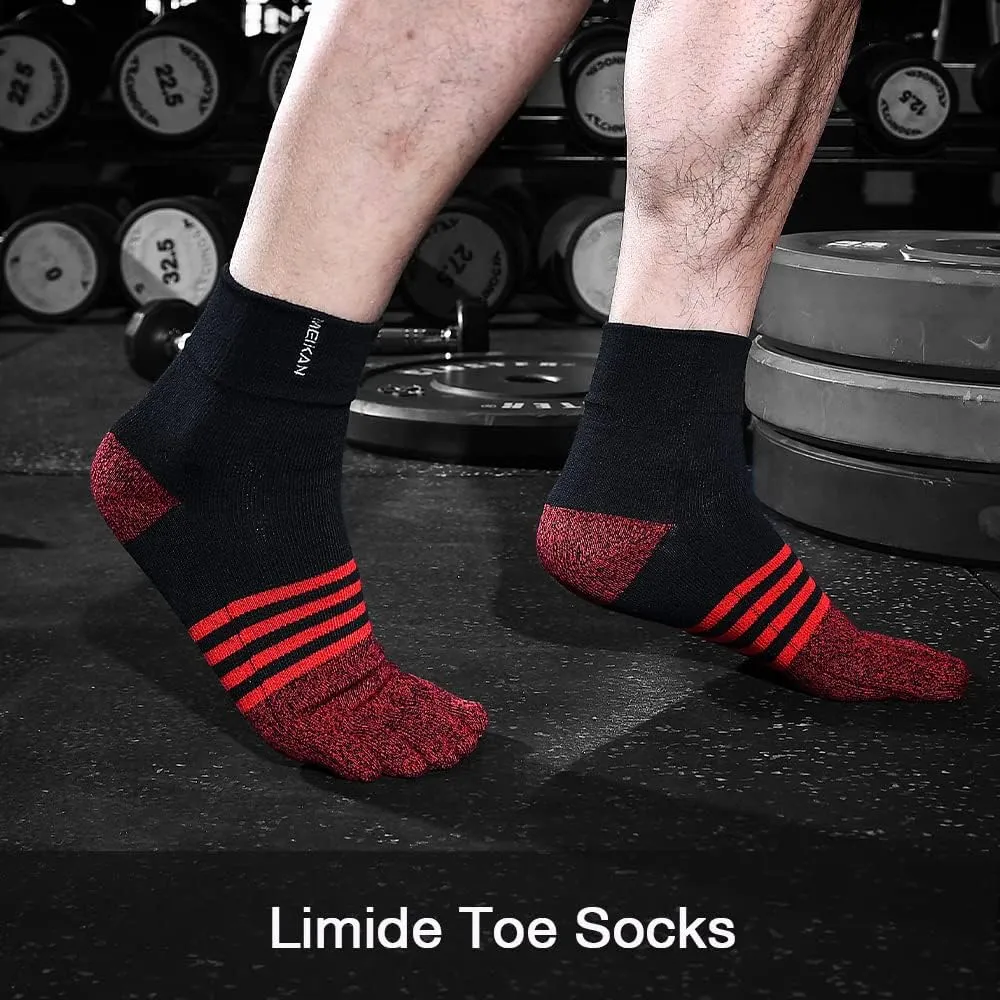 Men's Cotton Toe Socks Five Finger Socks Compression Crew No Show Athletic Socks for Running 4 Pairs(Size 7-11)