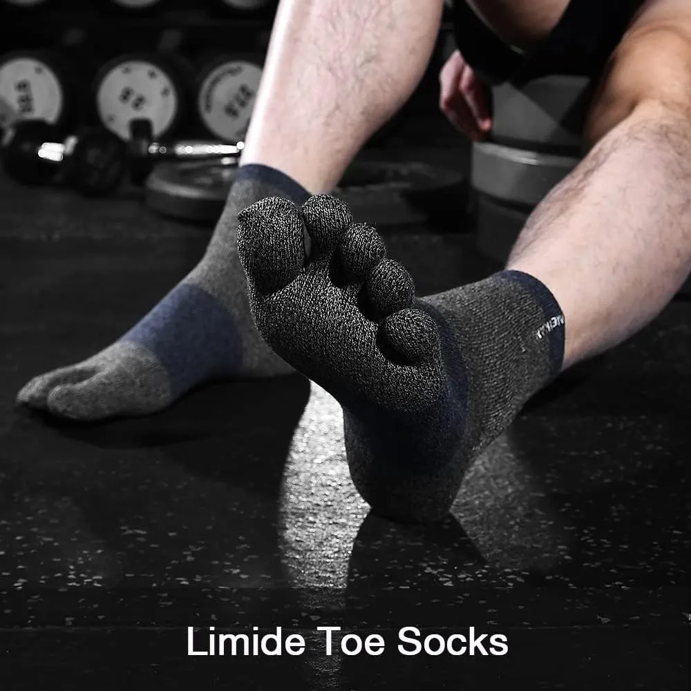Men's Cotton Toe Socks Five Finger Socks Compression Crew No Show Athletic Socks for Running 4 Pairs(Size 7-11)