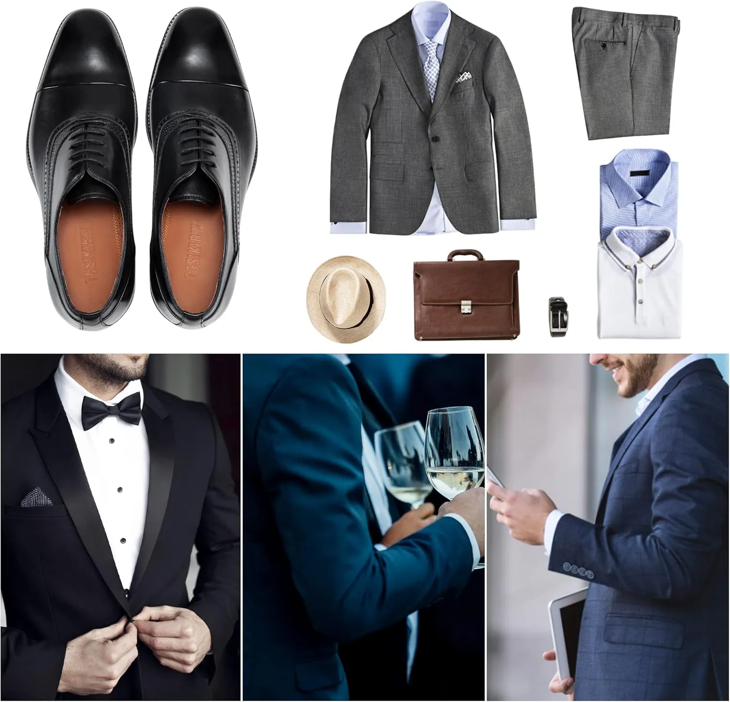 Men's Formal Oxford Tuxedo Dress Shoes Genuine Leather Simple Style Formal Business Shoes All Season