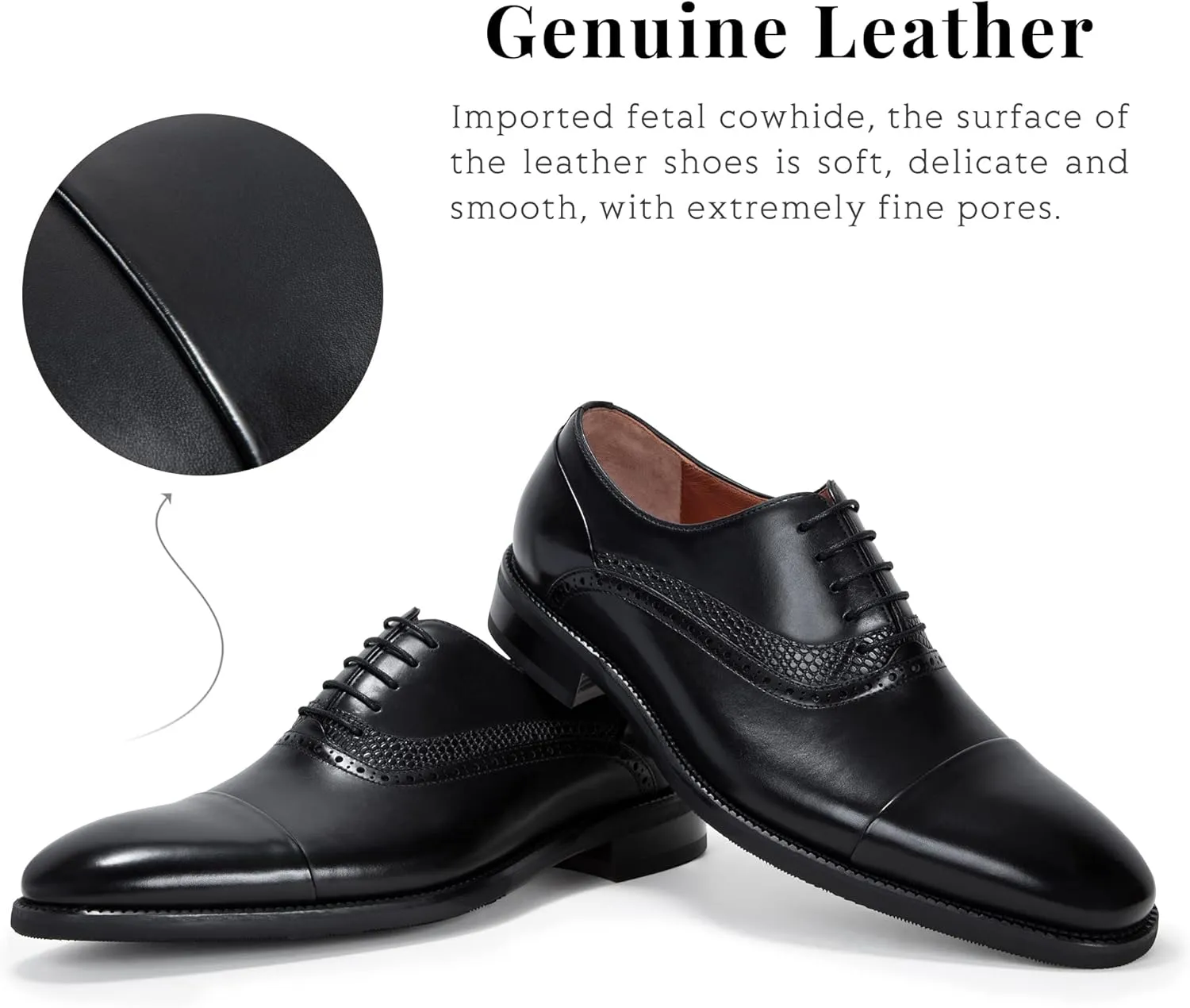Men's Formal Oxford Tuxedo Dress Shoes Genuine Leather Simple Style Formal Business Shoes All Season