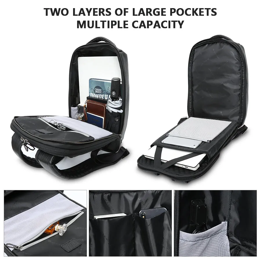 Men's Genuine Leather Anti-Theft Laptop Backpack with USB Port