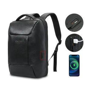 Men's Genuine Leather Anti-Theft Laptop Backpack with USB Port