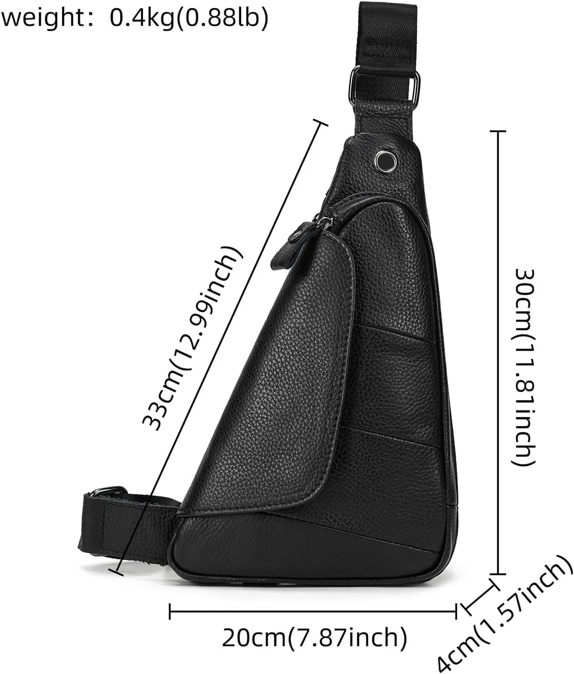 Men's Genuine Leather Sling Bag Chest Shoulder Backpack Crossbody Bag for Casual Sports Hiking Running Travel