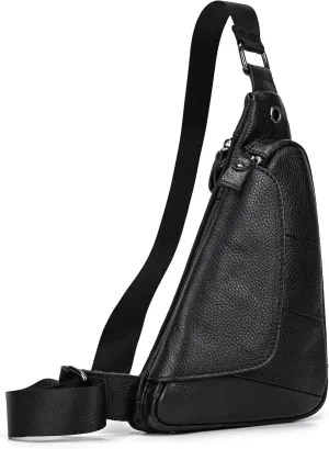 Men's Genuine Leather Sling Bag Chest Shoulder Backpack Crossbody Bag for Casual Sports Hiking Running Travel