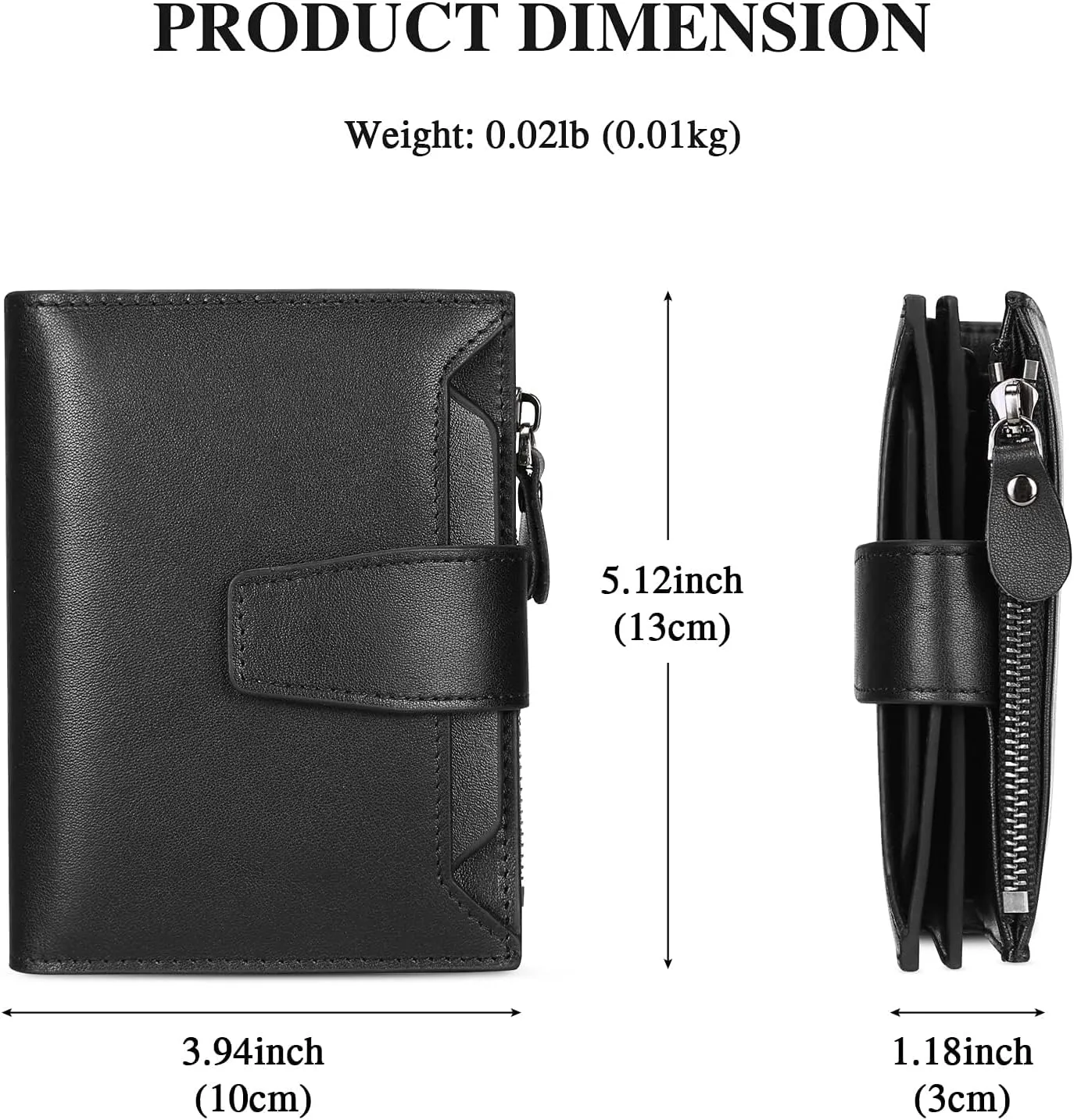 Men's Genuine Leather Wallet RFID Blocking Bifold Casual Wallet Large Capacity Zip Coin Pocket with 18 Card Slots & Removable Id Window (Black)