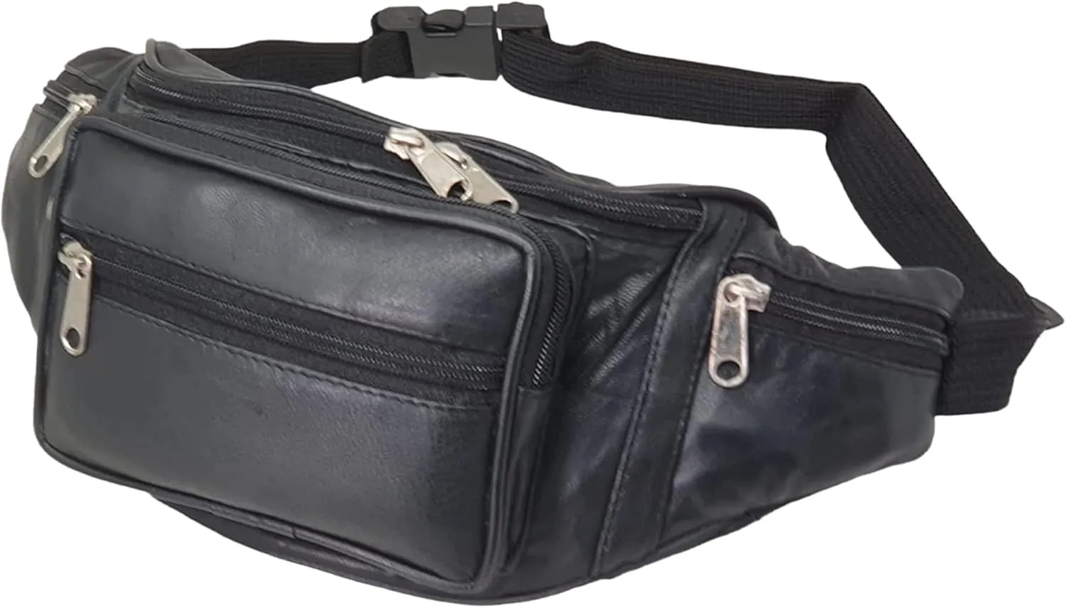 Men's Genuine Soft Leather Extra Large Quality Travel Waist Bum Bag Money Pouch Black