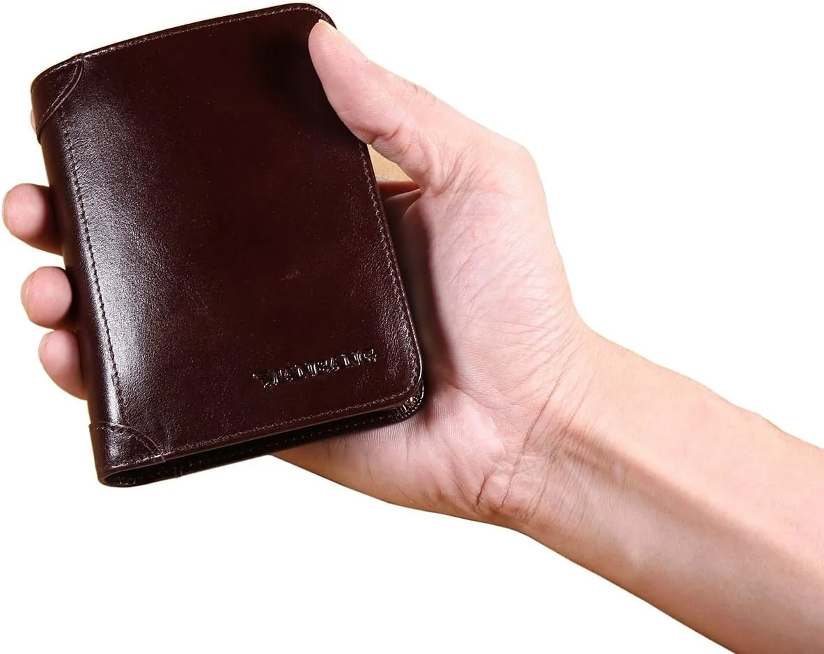 Men's Italian Genuine Cowhide Leather Extra Capacity RFID Bifold Wallet