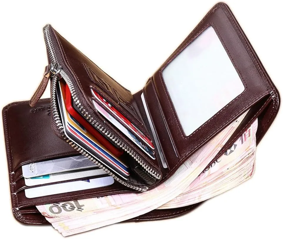 Men's Italian Genuine Cowhide Leather Extra Capacity RFID Bifold Wallet