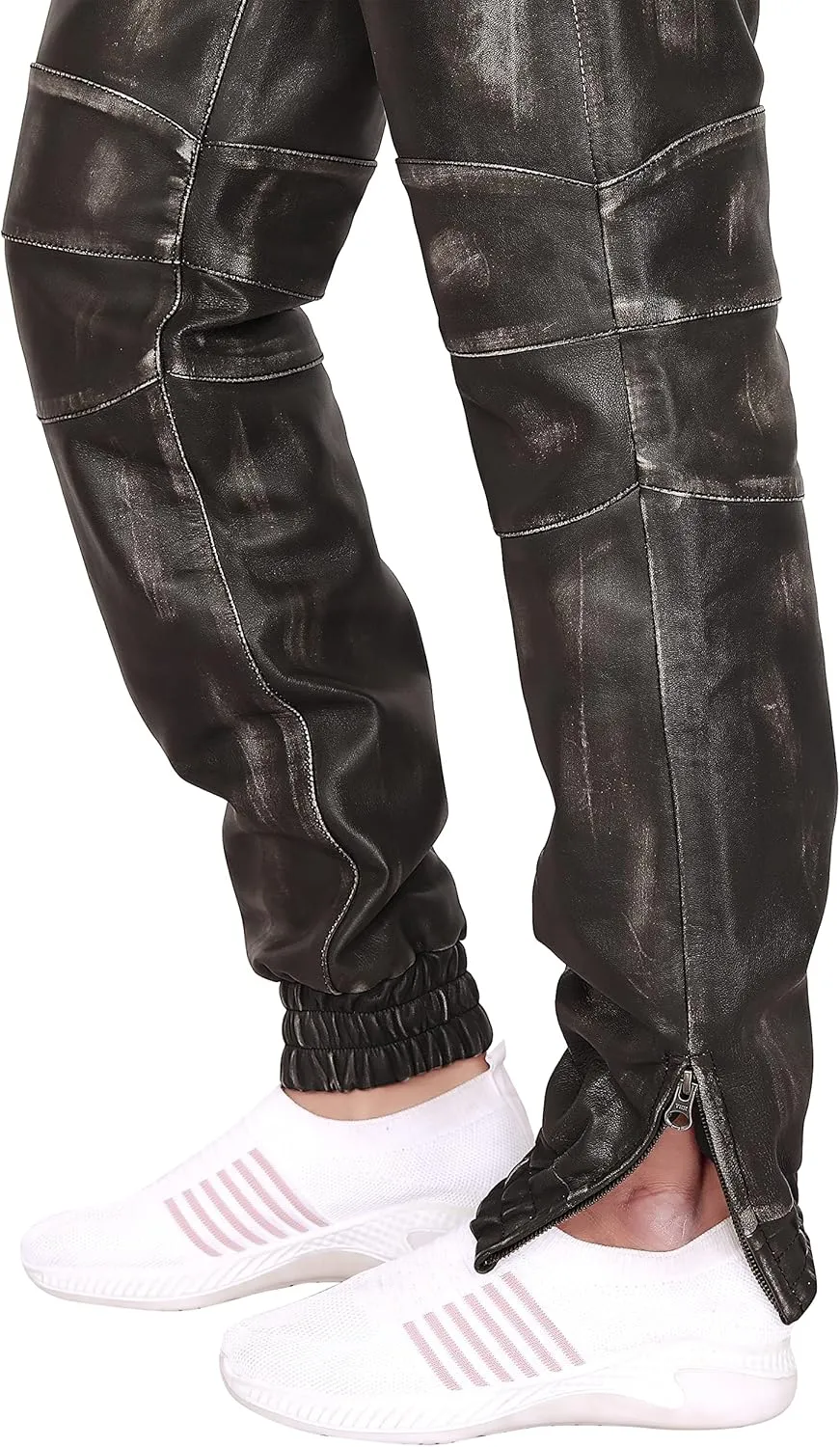 Mens Leather Joggers Pant for Bikers & Riders, Moto Sports Drawstring Pants, Trousers for Boys - Slim Fit Joggers