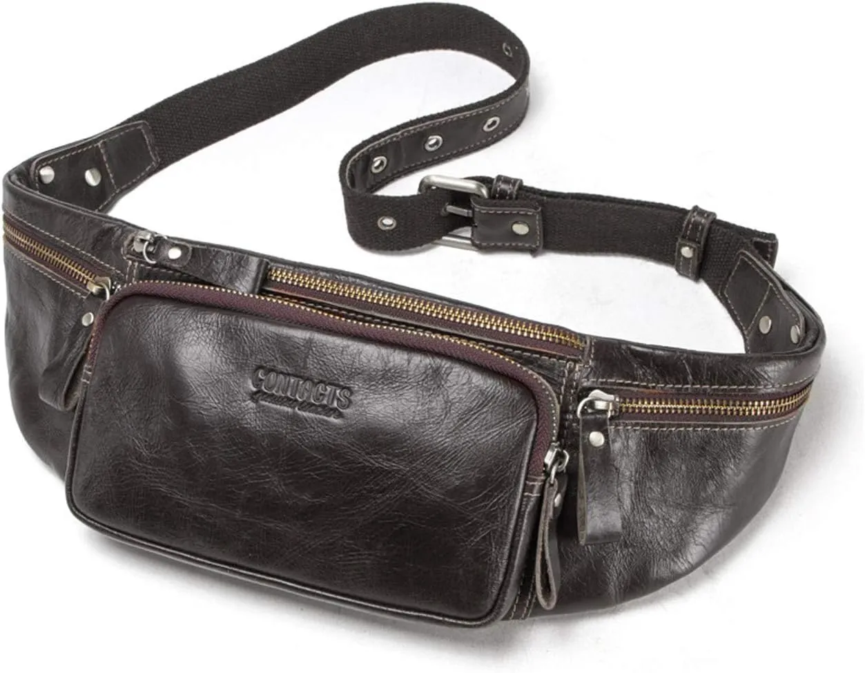 Men's Leather Waist Bag Belt Bag Shoulder Bag Waterproof Sling Bag for Sports, Climbing, Jogging, Hiking, Travelling Boys