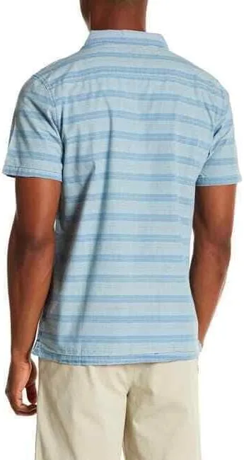 Men's S/S Indigo Stripe Camp Collar Sportshirt