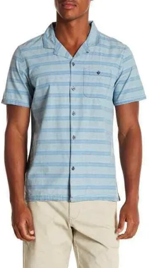Men's S/S Indigo Stripe Camp Collar Sportshirt