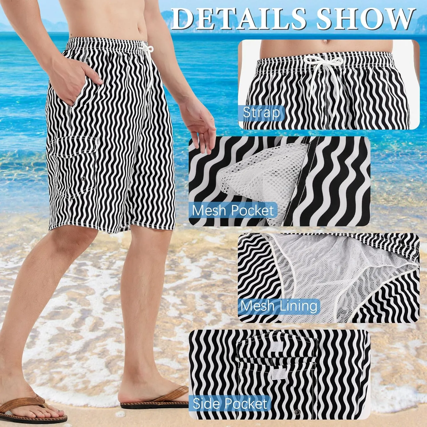 Mens Swimming Trunks Swim Trunks Quick Dry Swim Shorts with Mesh Lining Funny Swimwear Bathing Suits