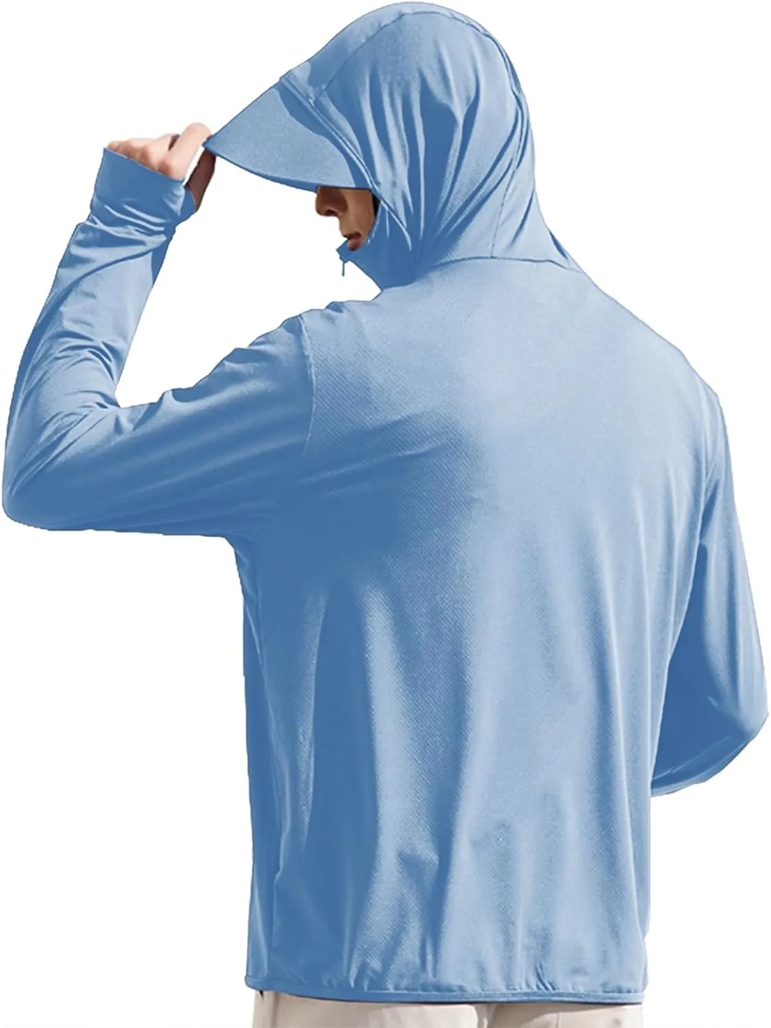 Men's UPF50  Sun Protection Hoodie Long Sleeve Thumbhole Elastic Quick Dry Sun Shirts Full Zipper Fishing Jacket