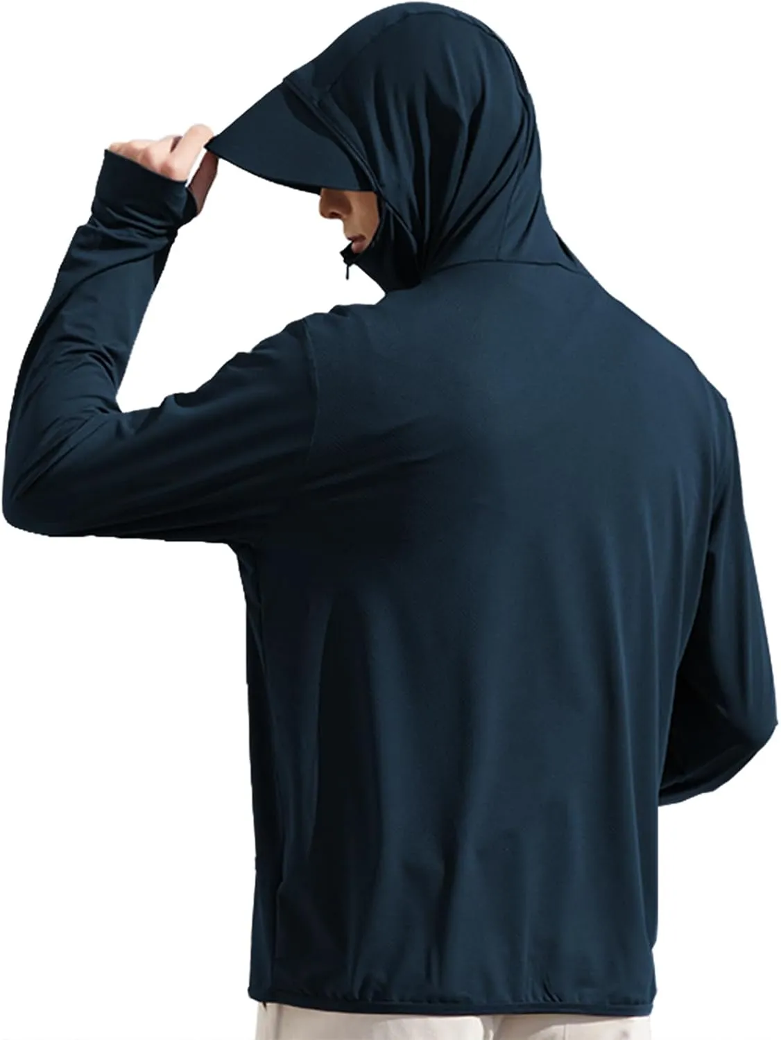 Men's UPF50  Sun Protection Hoodie Long Sleeve Thumbhole Elastic Quick Dry Sun Shirts Full Zipper Fishing Jacket