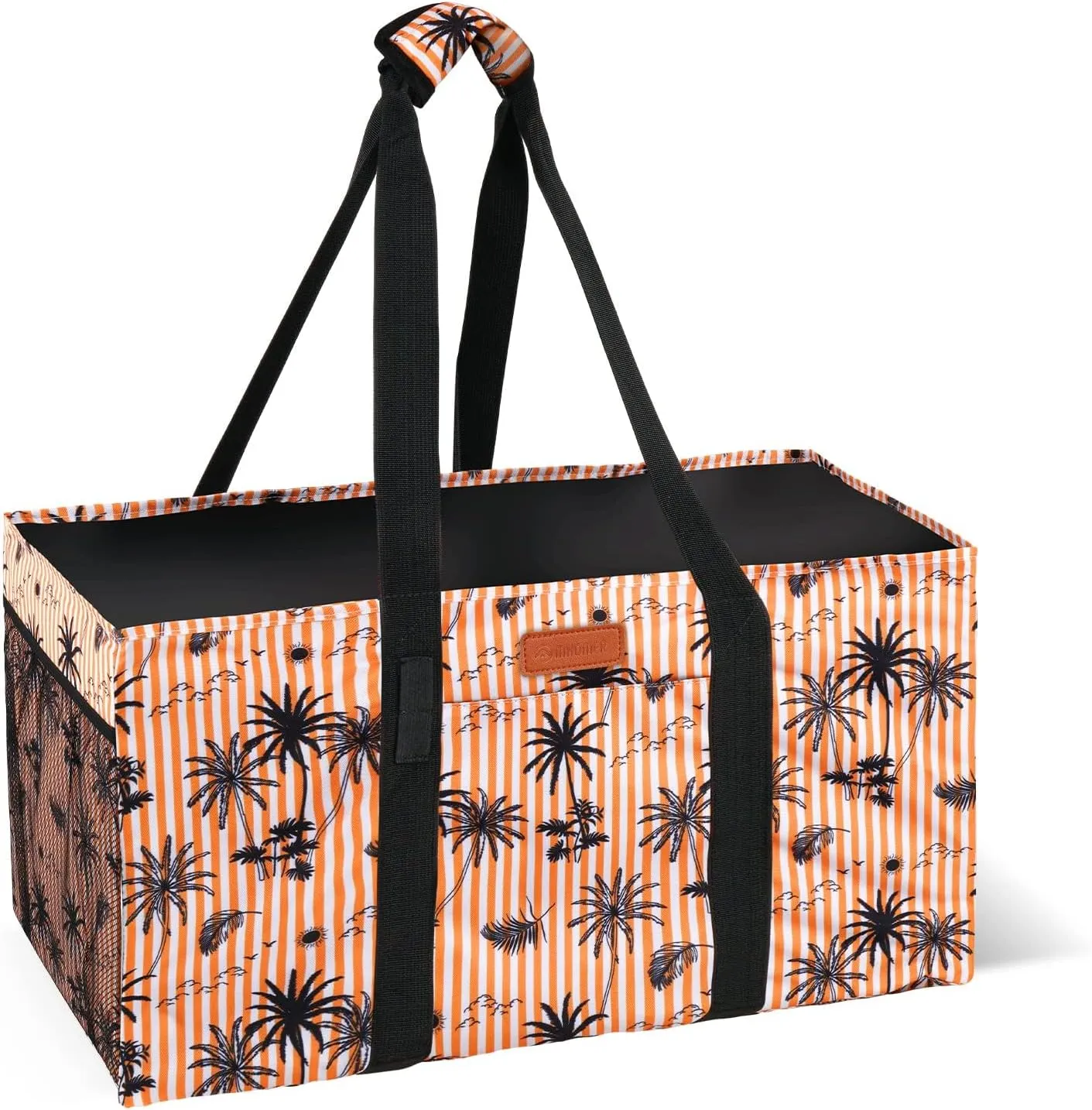 MHOMER Reusable Grocery Bags Extra Waterproof Large Utility Tote Bag with Carrying Handles Foldable Shopping Bags for Storage Space Saving Reinforced Bottom Durable Oxford Fabric Coconut Pattern