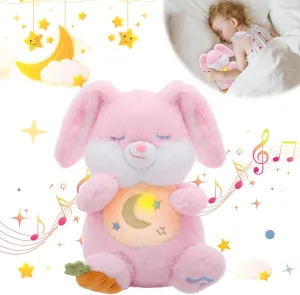 MIAODAM Breathing Stuffed Animal Bunny Plush with Realistic Breathing Action and Lighted Music Perfect for Babies and Kids