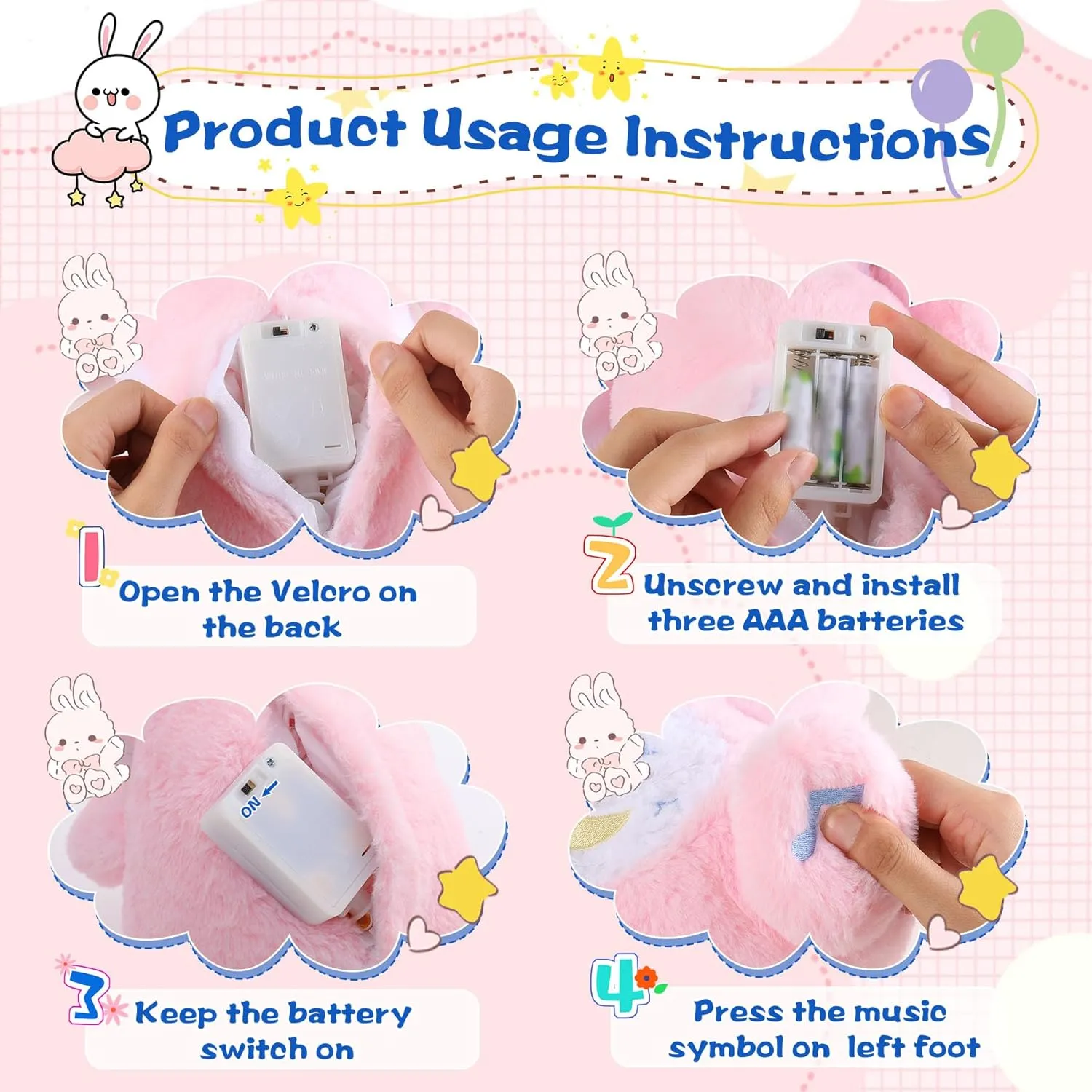 MIAODAM Breathing Stuffed Animal Bunny Plush with Realistic Breathing Action and Lighted Music Perfect for Babies and Kids