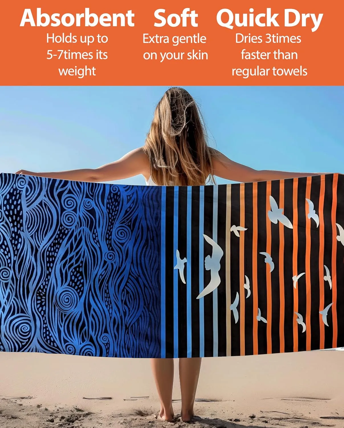 Microfiber Beach Towel Oversized 71"X32" Lightweight -Quick Dry, Sand Free, Double Sided - High Absorbent, Compact Includes Carry Bag, Pool, Gym, Camping, Beach Vacation Essentials, Yellow