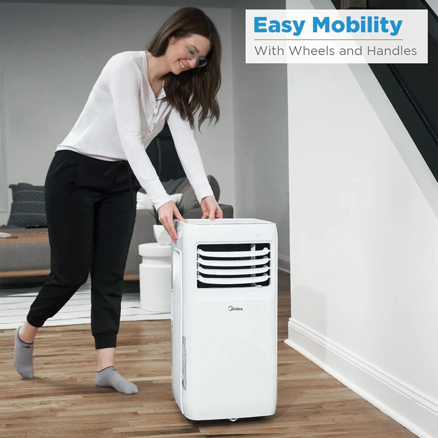Midea 8,000 BTU ASHRAE (5,300 BTU SACC) Portable Air Conditioner, Cools up to 175 Sq. Ft., with Dehumidifier & Fan mode, Easy- to-use Remote Control & Window Installation Kit Included