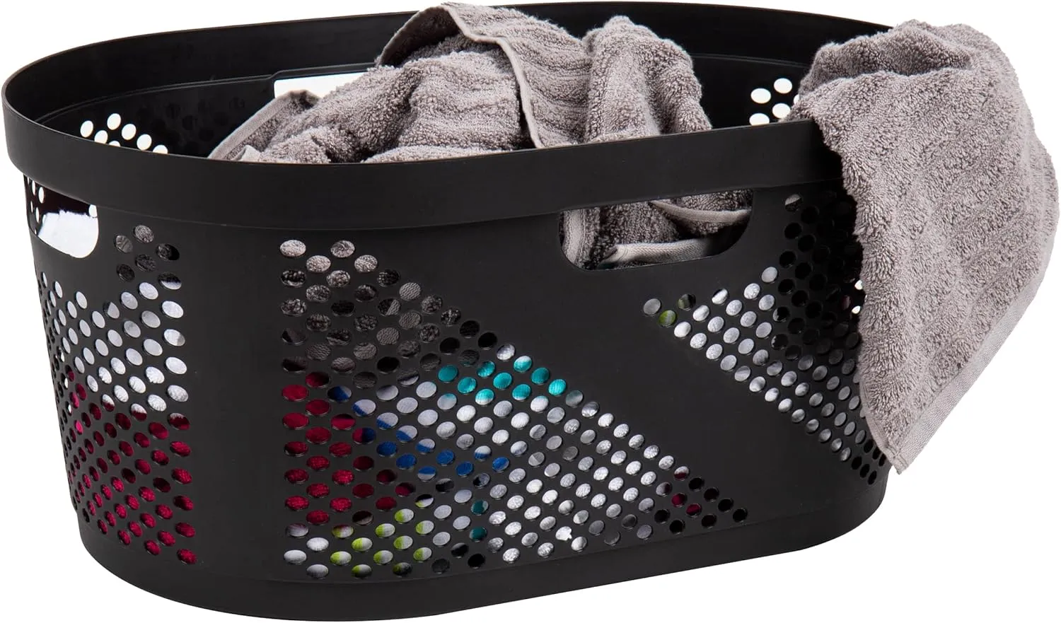 Mind Reader 40L Laundry Basket, Clothes Hamper, Ventilated, Plastic, 23"L x 14.5"W x 10.5"H, Set of 2, Black